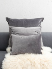 Oblong Charcoal Velvet Cushion by ChalkUK